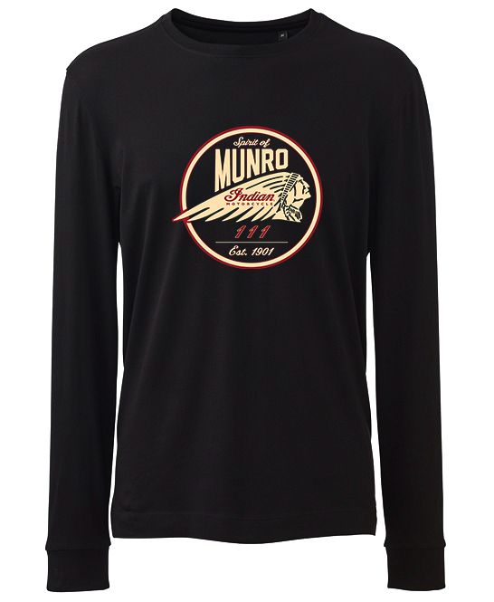 MUNRO INDIAN 50th ANNIVERSARY Logo Long Sleeve T Shirt up to 6XL