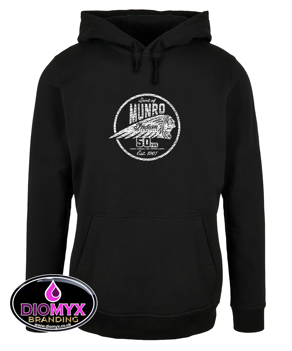 MUNRO 50th Anniversary Indian Motorcycle Distressed Look Logo Hoodie