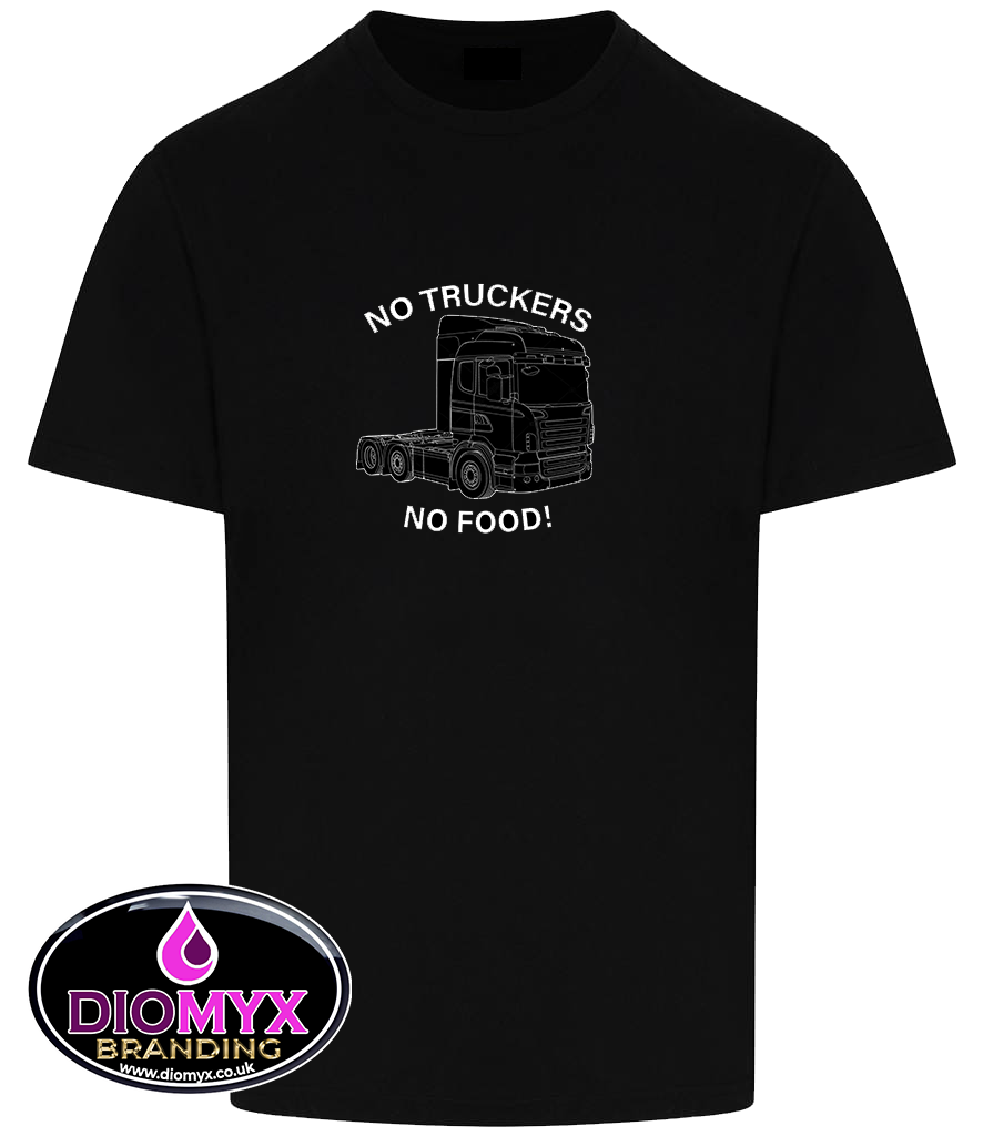 NO TRUCKERS - NO FOOD OUTLINE DRAWING T SHIRT Logo T Shirt - up to 6XL