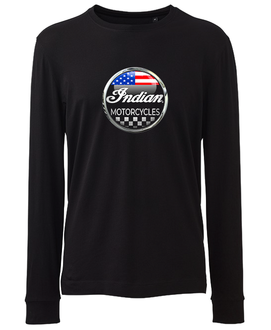 INDIAN Motorcycle Chrome Circle Long Sleeve T Shirt up to 6XL