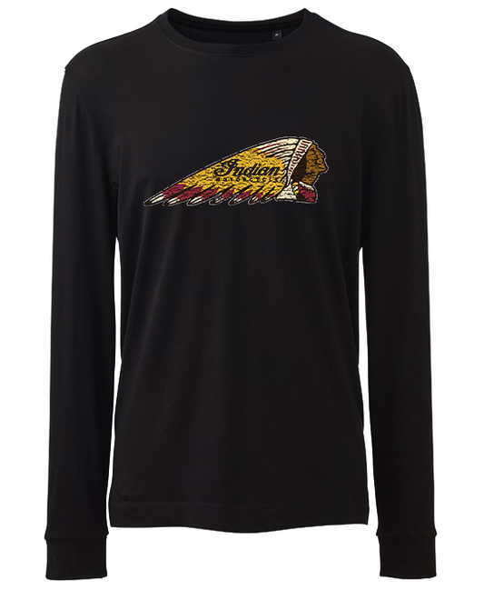 INDIAN Motorcycle Distressed Colour Logo Long Sleeve T Shirt up to 6XL