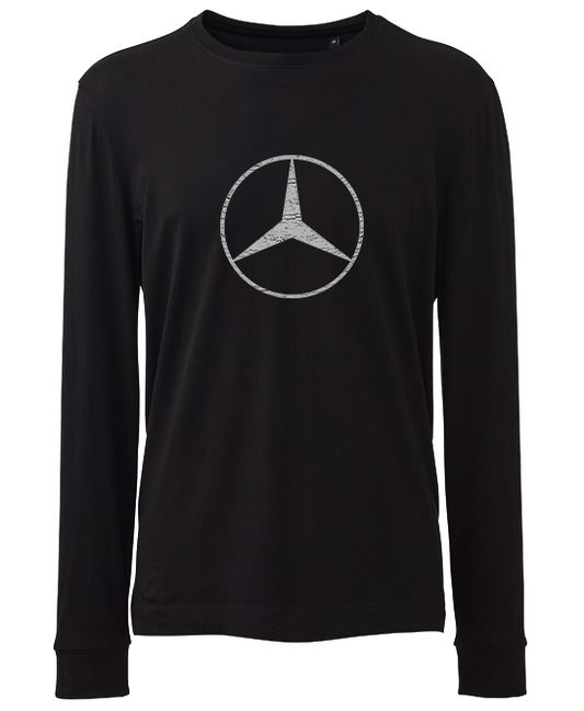 MERCEDES Distressed Logo Long Sleeve T Shirt up to 6XL