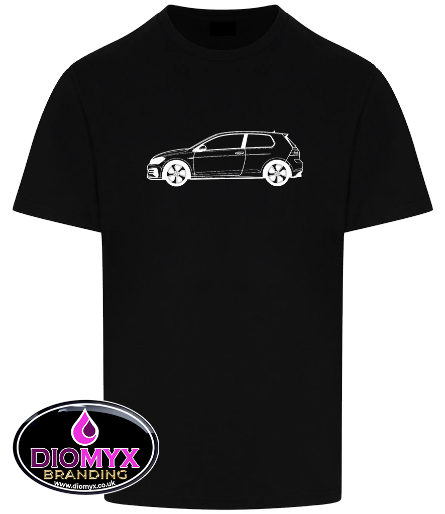 VW GOLF OUTLINE DRAWING T SHIRT Logo T Shirt - up to 6XL