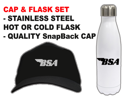 BSA MOTORCYCLE CAP & FLASK